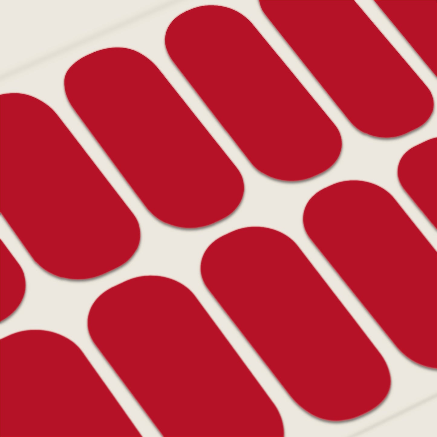 mesme Angela Classic Red 3-Day UV-Free Gel Nail Wraps — Strip Sheet Close-Up