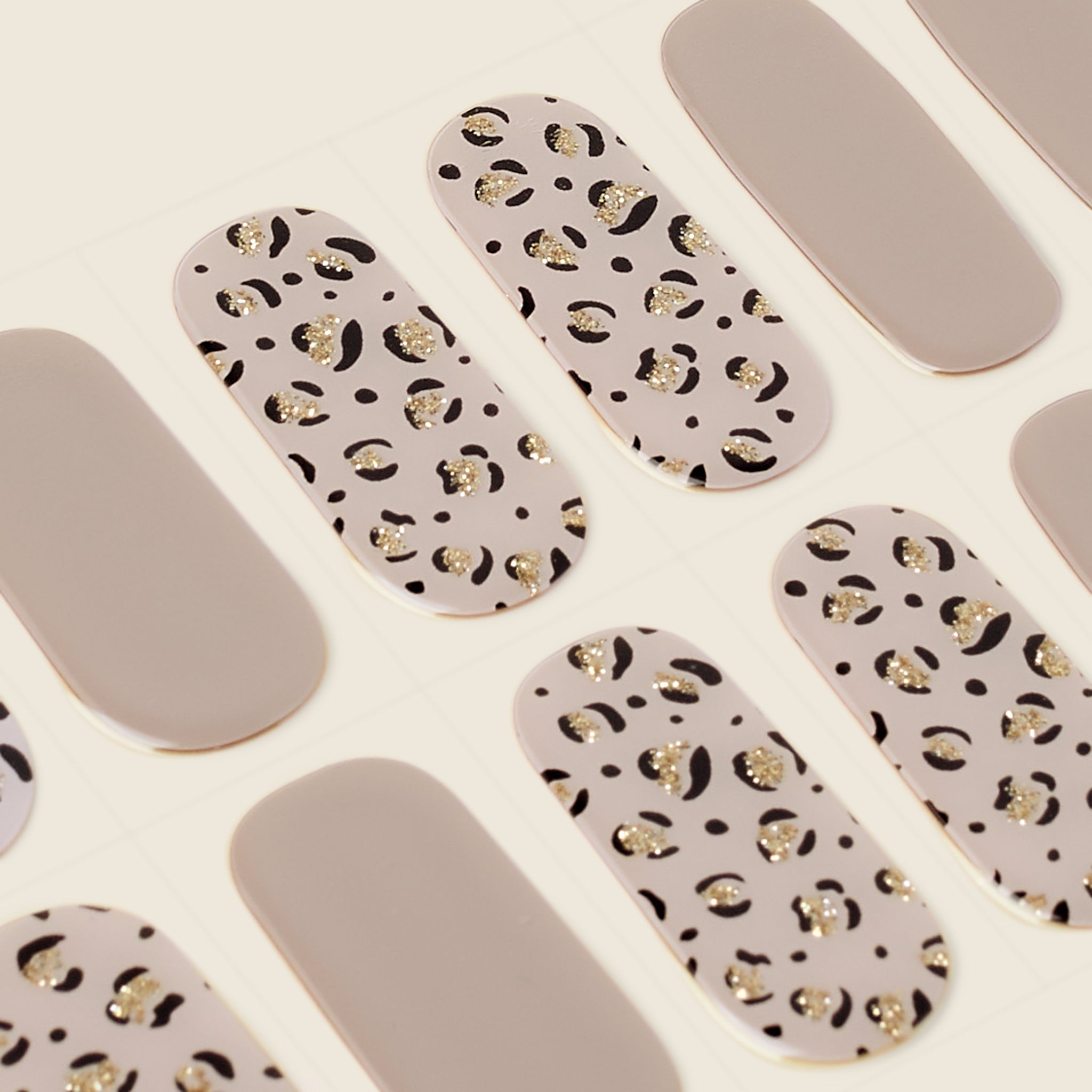 mesme Anita Taupe Brown 14-Day UV Gel Nail Wraps — Strip Sheet Close-Up