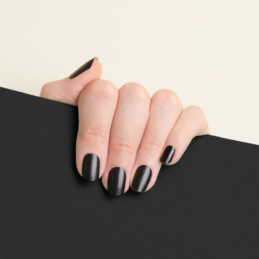 mesme Bianca Black 14-Day UV Gel Nail Wraps On Hand
