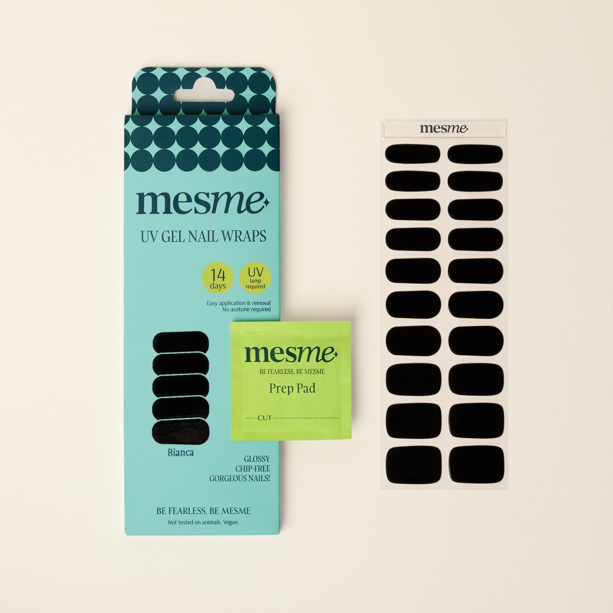 mesme Bianca Black 14-Day UV Gel Nail Wraps — Packaging