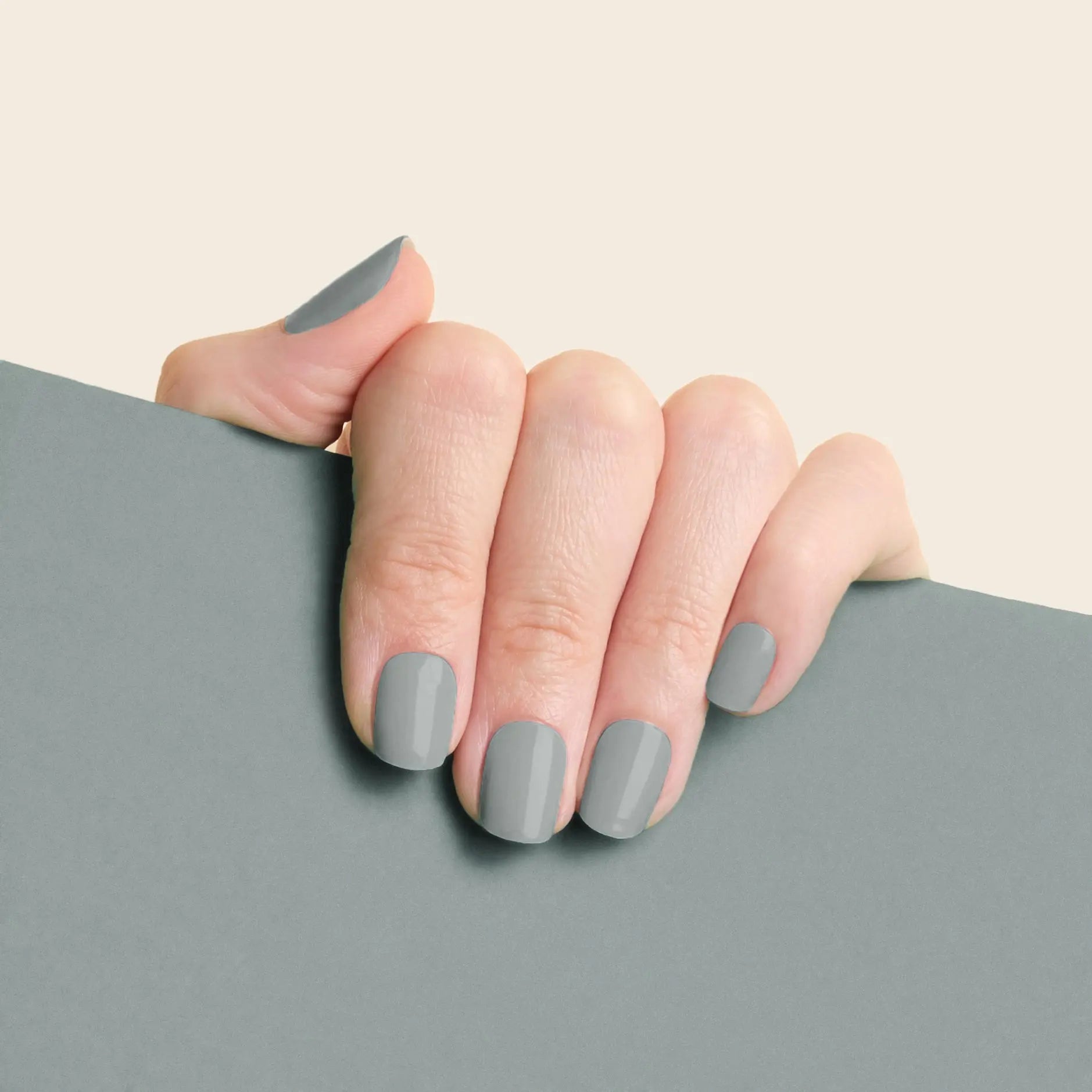 mesme Elena grey 14-day UV Gel Nail Wraps on Hand