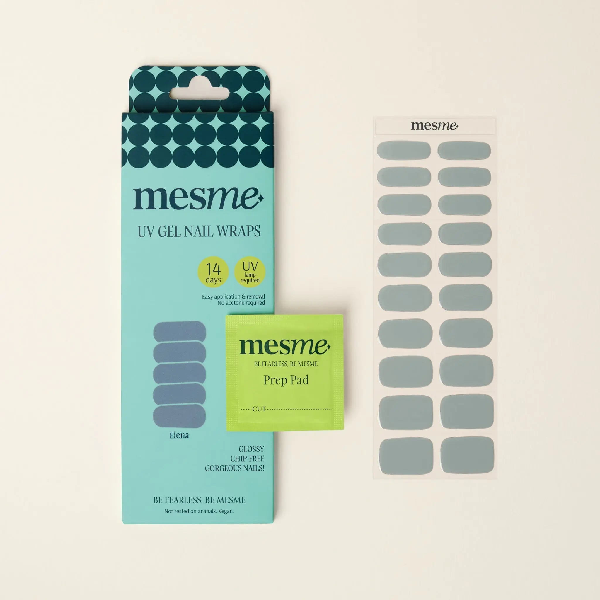 mesme Elena Grey 14-Day UV Gel Nail Wraps — Packaging