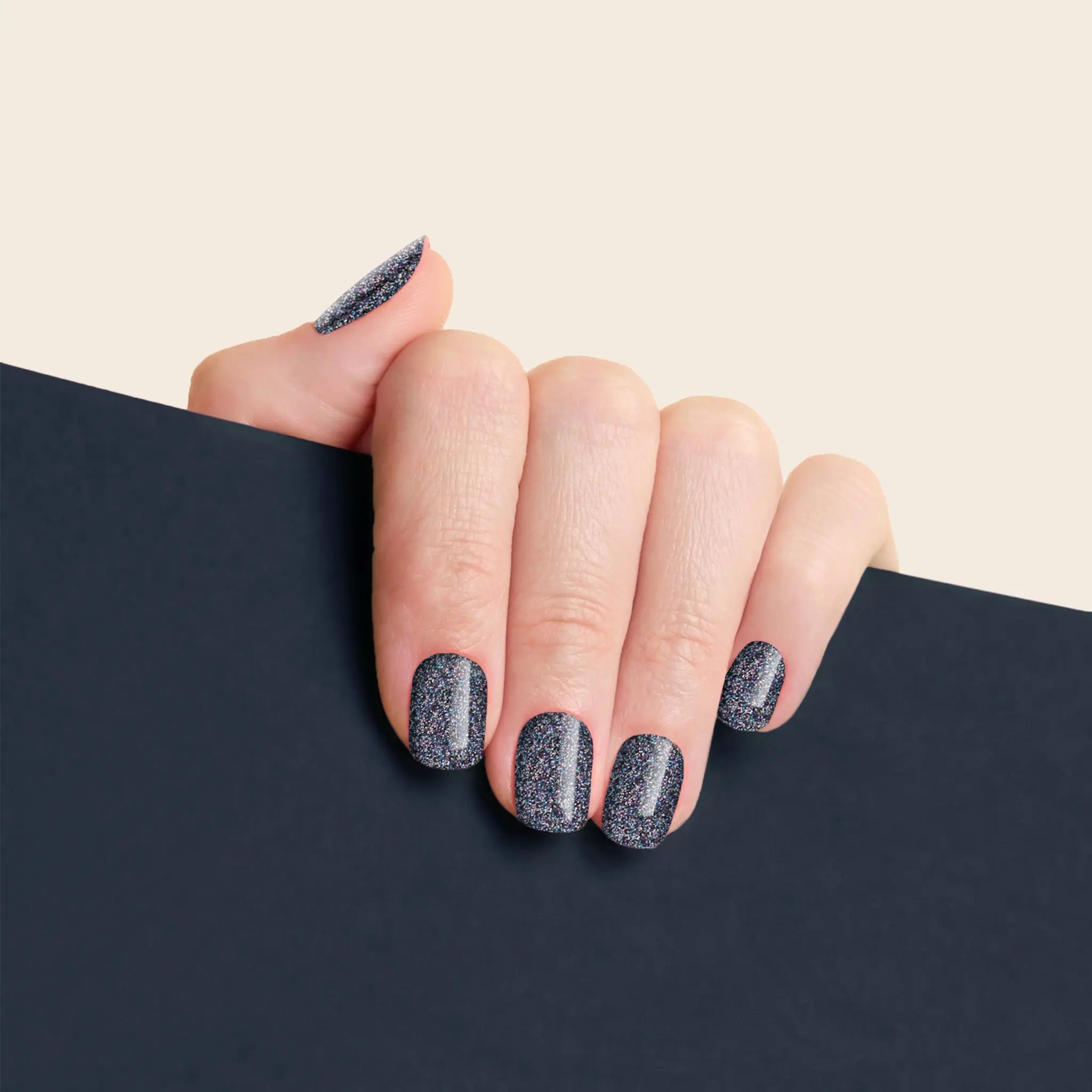 mesme Kittima Charcoal 10-Day UV-Free Nail Wraps On Hand