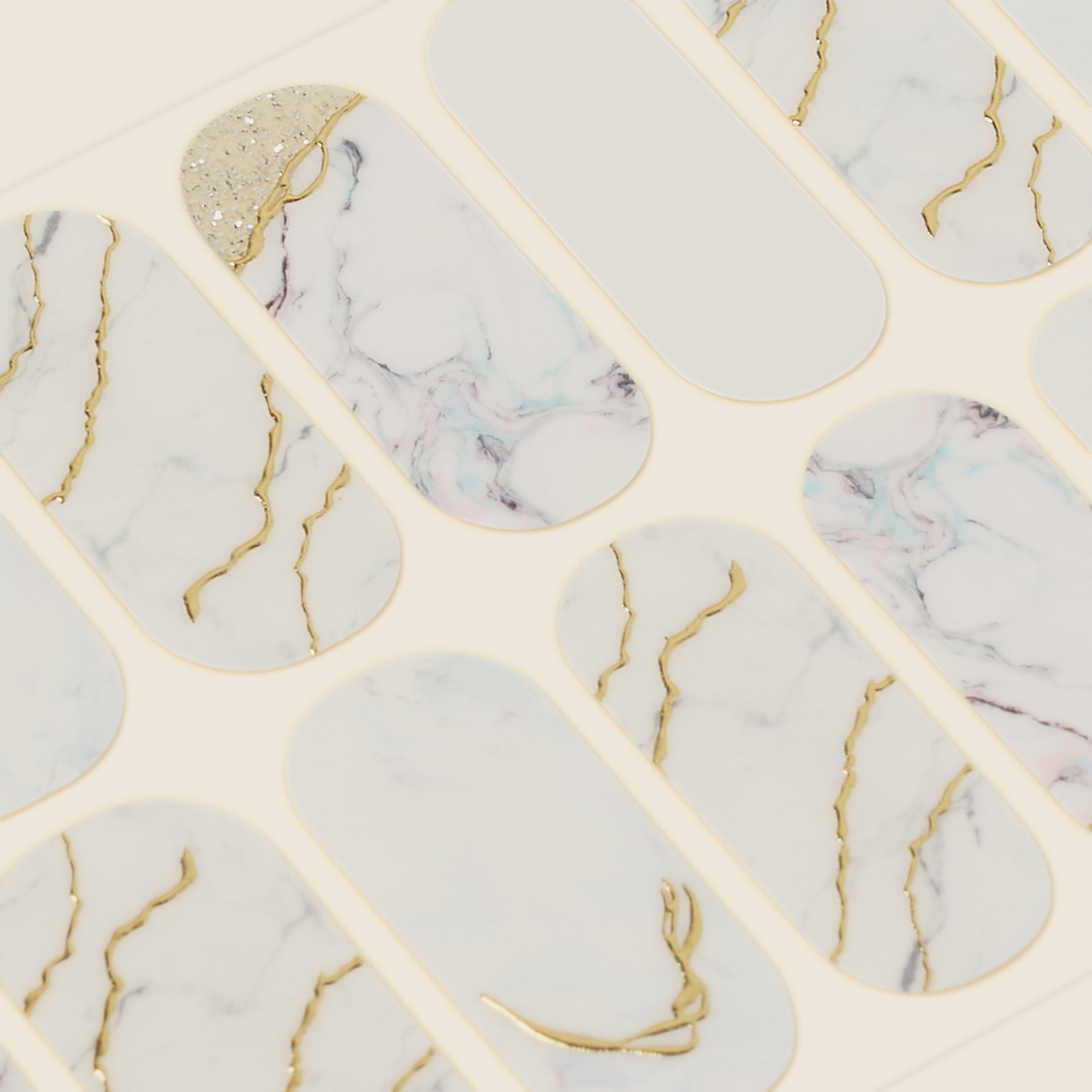mesme Lilly White 3+ Day UV-Free Gel Nail Wraps — Strip Sheet Close-Up