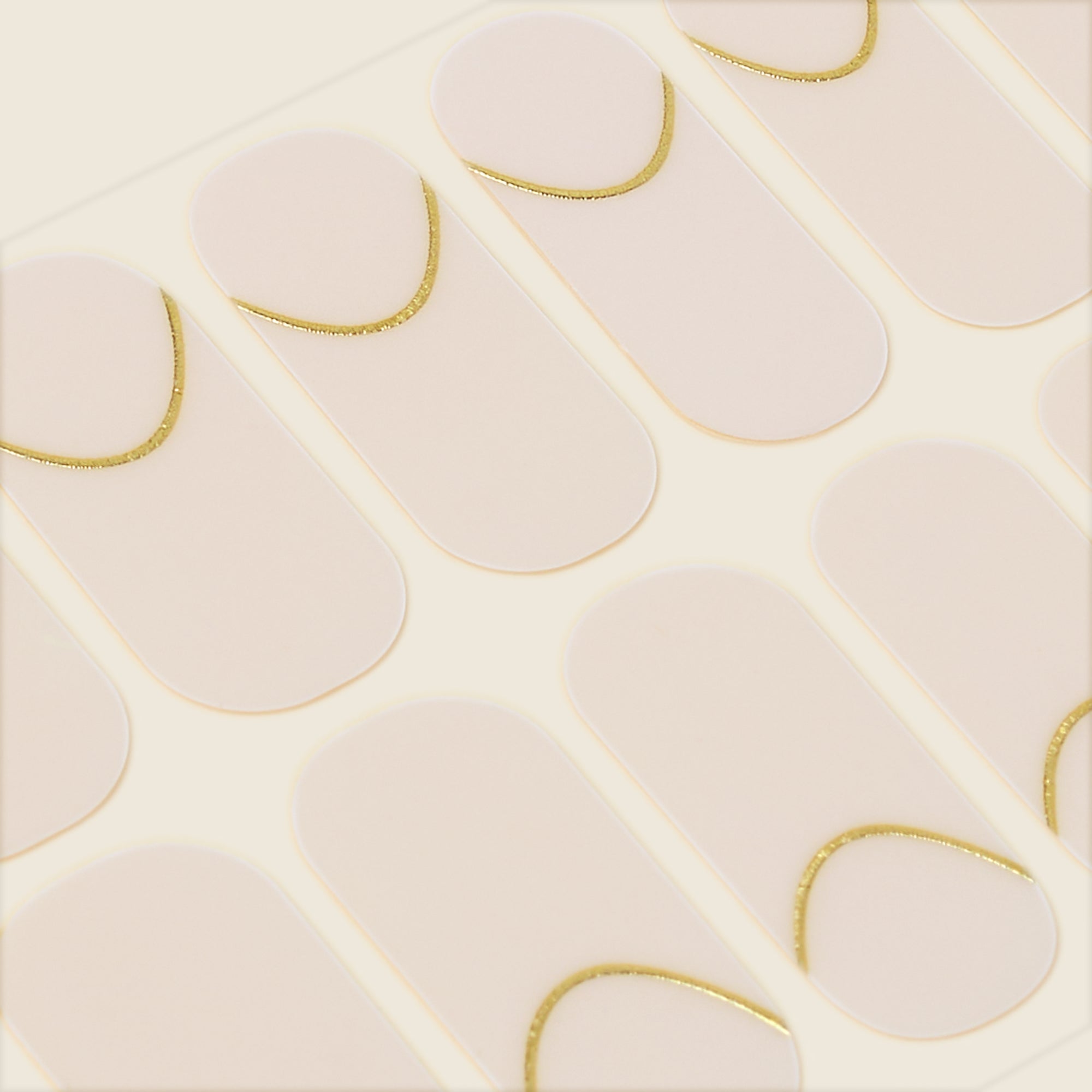 mesme Charlotte Nude Gold 3+ Day UV-Free Gel Nail Wraps — Strip Sheet Close-Up